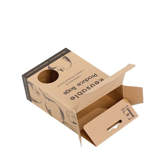 De bruine Verpakkende Doos van Hang Tag Kraft Eco Friendly met Rond Venster