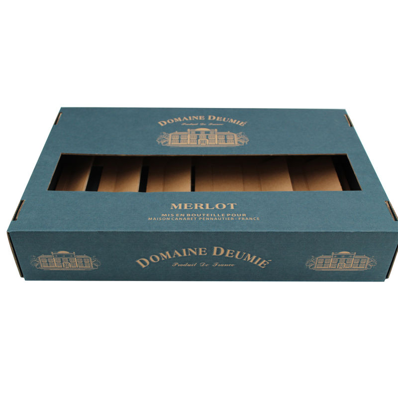 Het sterke Gedrukte Stevige Blauw van Douanemailer Dozen voor het Glasfles van de 6 Pakwijn