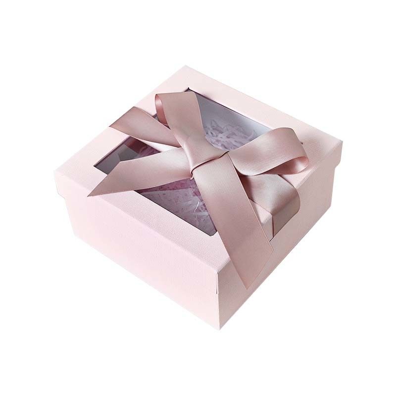 Aangepaste Vierkante Roze de Giftdoos van Recentage met Lint