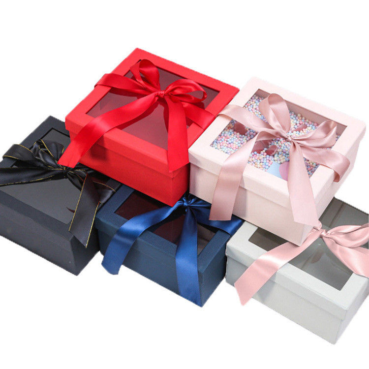 Aangepaste Vierkante Roze de Giftdoos van Recentage met Lint