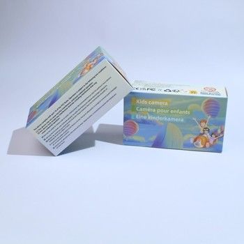 Draagbare kindercamera kartonnen verpakkingsdoos met felpaars logo