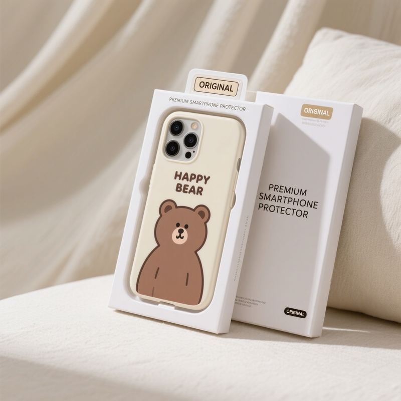 Op maat gemaakte verpakking voor mobiele achterkant van Kraftpapier, verpakkingsdoos voor mobiele telefoonhoesjes 21x10x6cm