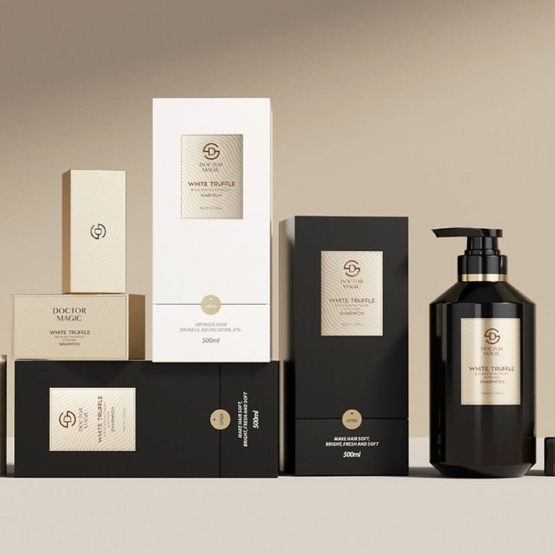 3 Flesjes Stijve Roll-on Parfumdoos in Goud Zwart Luxe Cosmetica Verpakking met Magnetische Sluiting