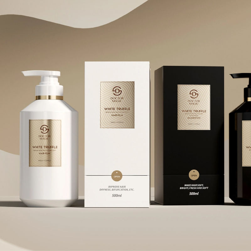 3 Flesjes Stijve Roll-on Parfumdoos in Goud Zwart Luxe Cosmetica Verpakking met Magnetische Sluiting