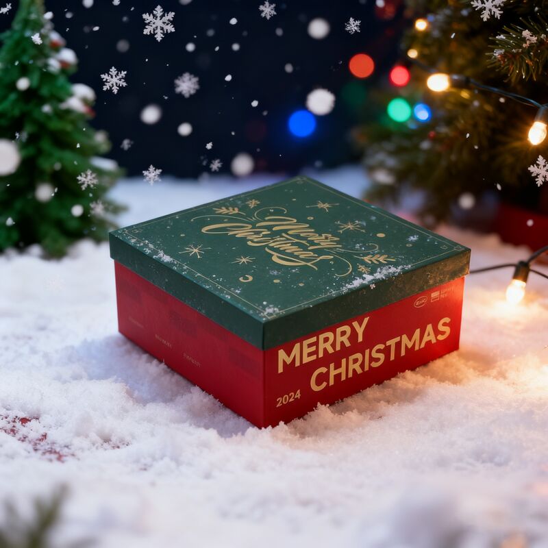 Aanpasbare rode kerstfeestelijke doos met deksel en basis voor groothandel en detailhandel