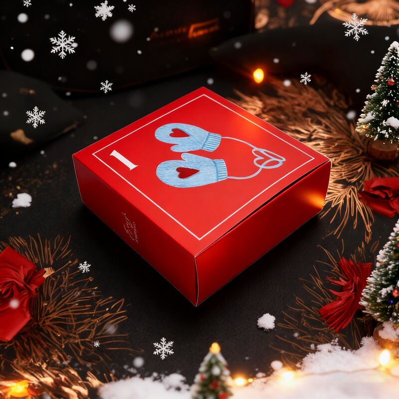 Aanpasbare rode kerstfeestelijke doos met deksel en basis voor groothandel en detailhandel