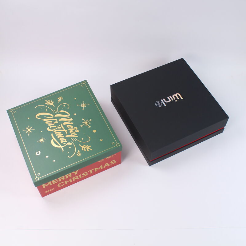 Aanpasbare rode kerstfeestelijke doos met deksel en basis voor groothandel en detailhandel