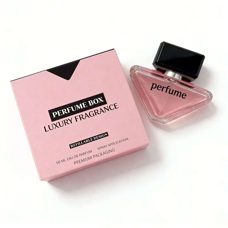 Dubbel slot kartonpapier V-Cut Design Parfum verpakkingsdoos met 350,400gsm stijf karton en vierkleurige drukwerk, warm stempelen, UV