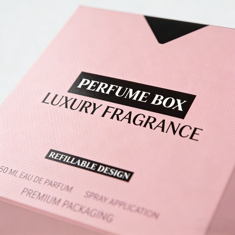 Dubbel slot kartonpapier V-Cut Design Parfum verpakkingsdoos met 350,400gsm stijf karton en vierkleurige drukwerk, warm stempelen, UV