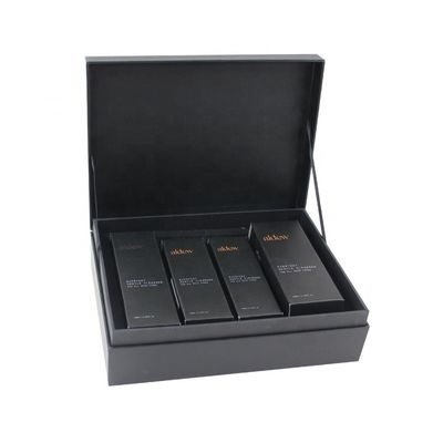Zwarte magnetische deksel cosmetische cadeaubon voor luxe huidverzorgingsproductsets Verpakking